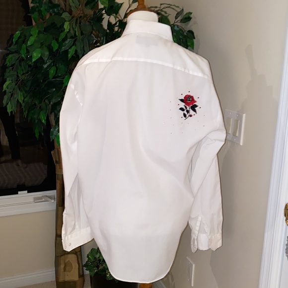 Henri Valdise Button Up Embellished L/S Shirt Poly-Cotton Blend Vintage - Picture 5 of 16